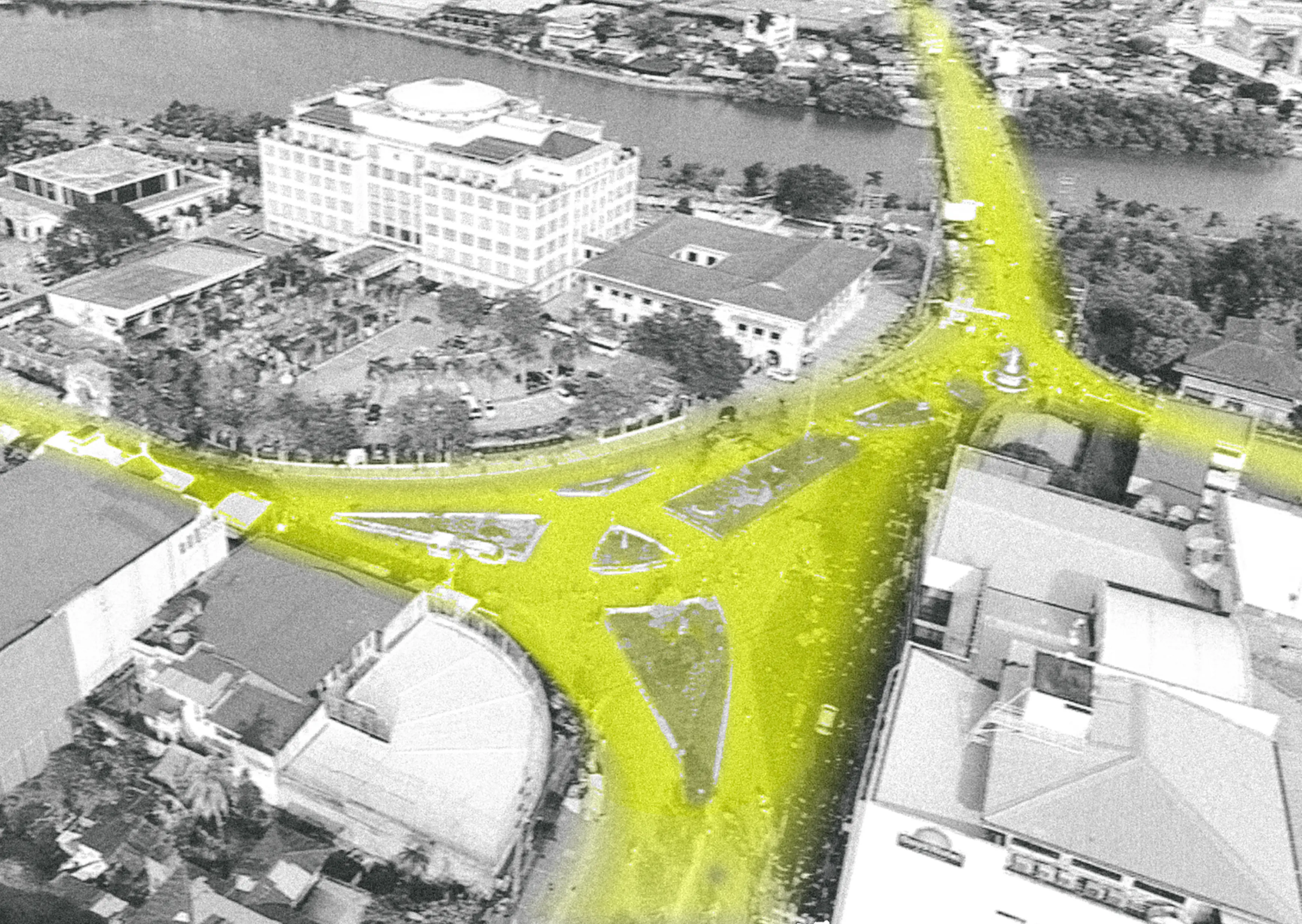 Aerial concept map of Siete Pecados, the historic Iloilo intersection where The Circuit's inaugural route begins
